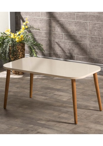 Orta Sehpa Kr Ahşap Torna Ayak Krem