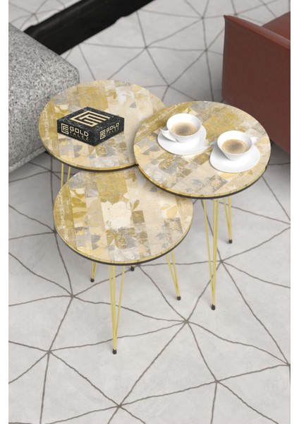 Orta Sehpa Elips Metal Ayak Krem