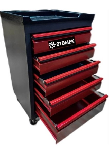 5 Çekmeceli Teleskopik Raylı Takım Dolabı – Sanayi Tipi, 240 kg Taşıma Kapasiteli, Mandallı, Tekerlekli