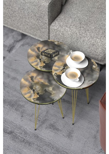 Orta Sehpa Elips Siyah Metal Ayak Bendir Gold fiyatları