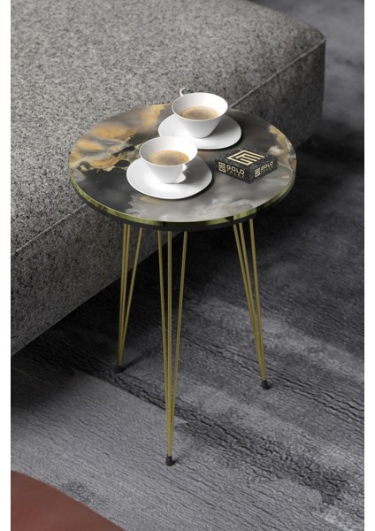 Orta Sehpa Elips Siyah Metal Ayak Bendir Gold modelleri