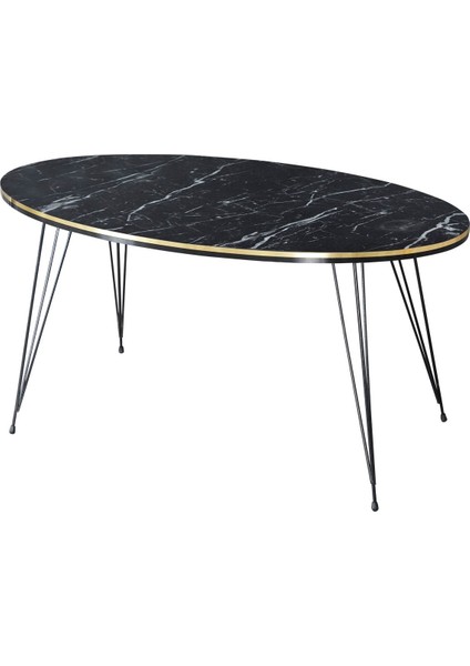 Orta Sehpa Elips Siyah Tel Ayak Çift Altın Bendir