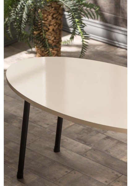 Orta Sehpa Metal Ayak Elips Krem fiyatları