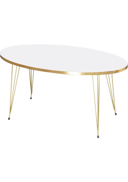 Orta Sehpa Elips Gold Beyaz Tel