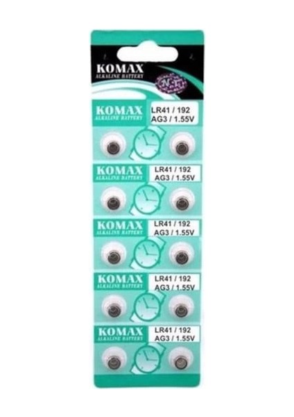 Ag3 Saat Pili - Düğme Pil 10LU Paket LR41/192 1.55V (336336)