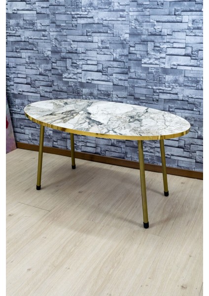 Orta Sehpa Elips Altın Metal Ayak Efes Altın