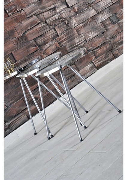 Orta Sehpa Gümüş Elips Siyah Metal Ayak fırsatları