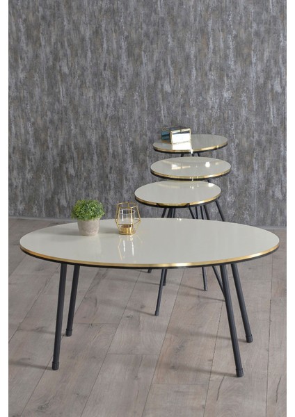 Orta Sehpa Krem Kr Metal Ayak Gold modelleri