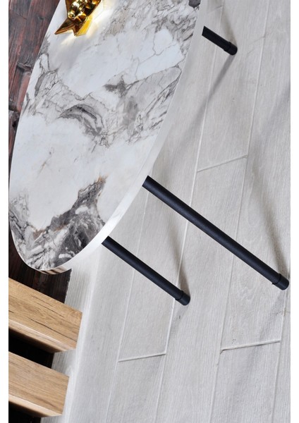 Gümüş Elips Gümüş Metal Ayak Orta Sehpa