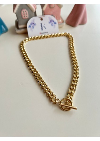 Gold, Unisex, T-Bar Zincir Kolye - Kapaması Önde Şık ve Modern Tasarım modelleri