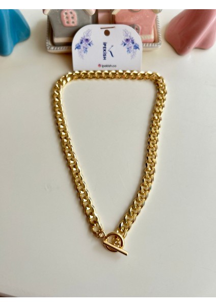 Gold, Unisex, T-Bar Zincir Kolye - Kapaması Önde Şık ve Modern Tasarım fırsatları