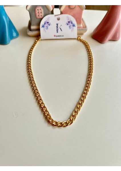 Unisex Kalın Gold Zincir Kolye – Modern & Şık Ipekish Tasarımı
