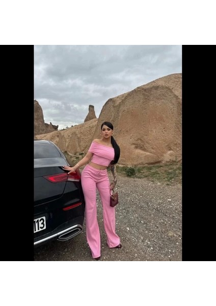 Madonna Yaka Bol Paça Pantolonlu Takım