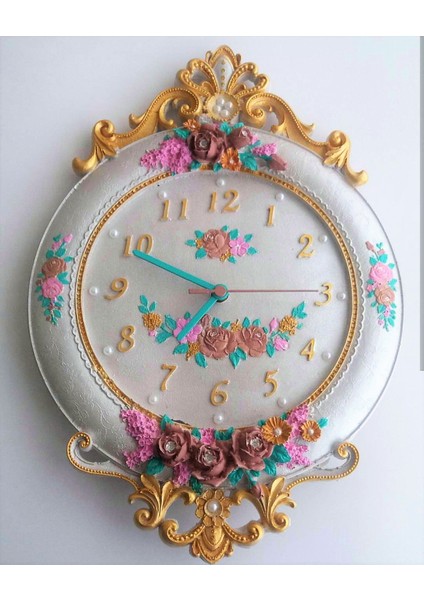 Gül Çiçek Kabartmalı 44CM Saat Silikon Kalıp K-288