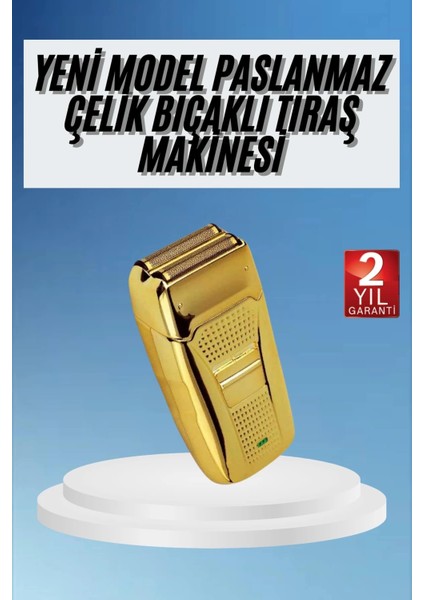 Sakal Kesme Tıraş Makinesi Paslanmaz Çelik Gold Şarjlı