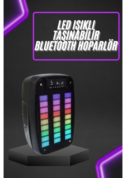 Taşınabilir 6.5 Inç LED Bluetooth Kareoke Hoparlör Rgb Işıklı Radyolu
