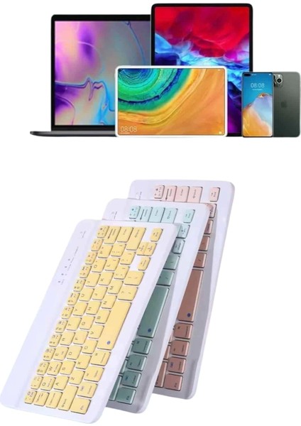 Android ve Ios Uyumlu Bluetooth Kablosuz Türkçe Q Klavye Renkli