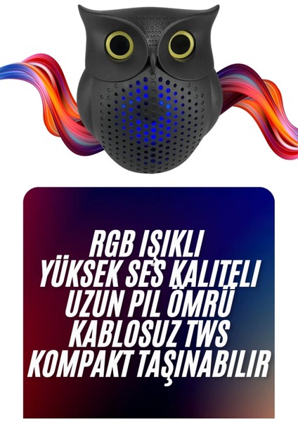 Baykuş Tasarımlı Mini Bluetooth Speaker Yüksek Ses Kaliteli Taşınabilir