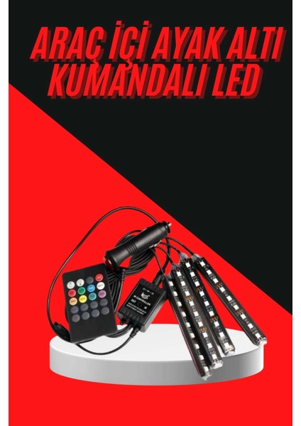 12 Ledli Rgb Işıklı Araç Içi Ayak Altı LED Oto Ampul Kumandalı 7 Renk