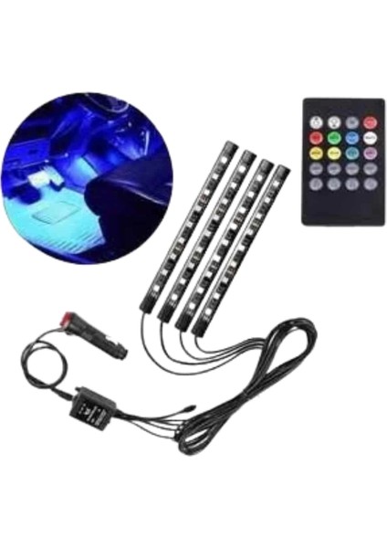12 Ledli Rgb Işıklı Araç Içi Ayak Altı LED Oto Ampul Kumandalı 7 Renk