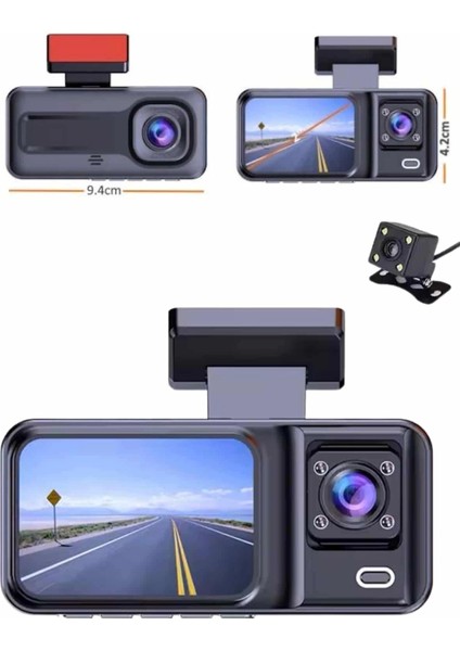 Ekranlı Sürüş Kaydedici Dvr Ön ve Arka Kameralı Full Hd Çözünürlüklü