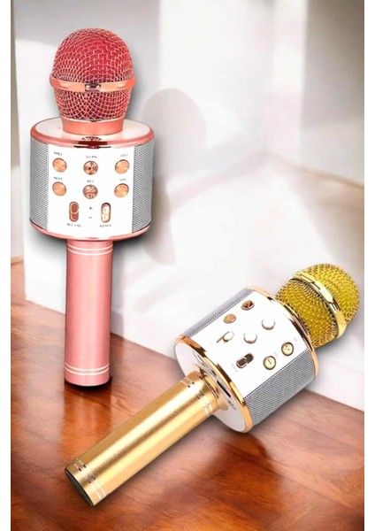 Kablosuz Bluetooth Karaoke Mikrofon USB ve Aux Girişli, Yüksek Ses Kalitesi