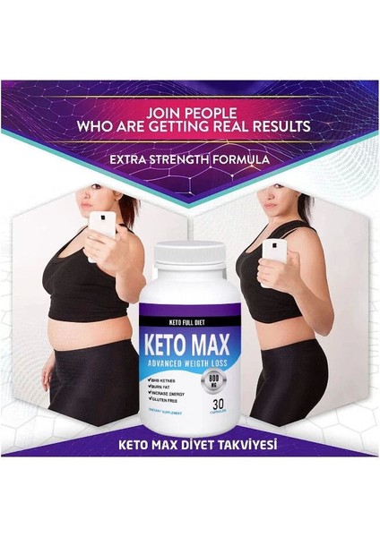 Keto Max Enerjinizin Yeni Seviyesiyle Inceliğe ve Hafifliğe Diyet Takviyesi 30'lu x 1 Adet