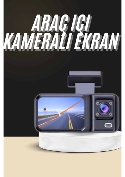 1080P Sürüş Kaydedici 2 Inç Araç Araba Ön Iç Arka Dvr IPS Ekran