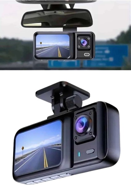 1080P Sürüş Kaydedici 2 Inç Araç Araba Ön Iç Arka Dvr IPS Ekran