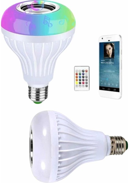 Kumandalı Rgb LED Işık Bluetooth Hoparlör Ses Lambası Renkli Ampul