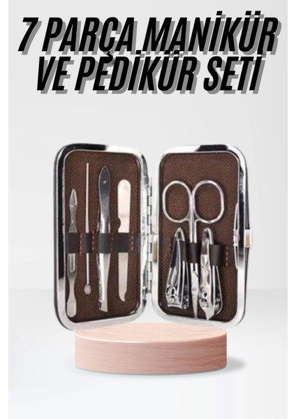 Çantalı 7 Parça Manikür Pedikür Seti Tırnak Makası Cımbız Törpü