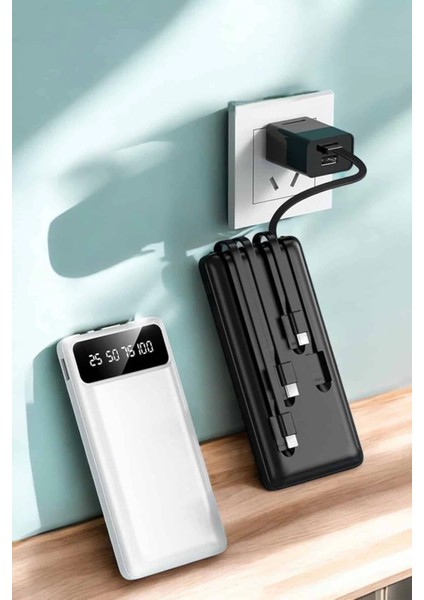 Powerbank 20.000 Mah Dijital Göstergeli LCD Ekran Uzun Pil Ömrü