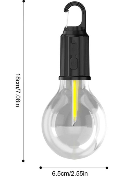 Şarjlı Dekoratif Kamp Lambası Askılı Ampul LED Işık Type-C Girişli