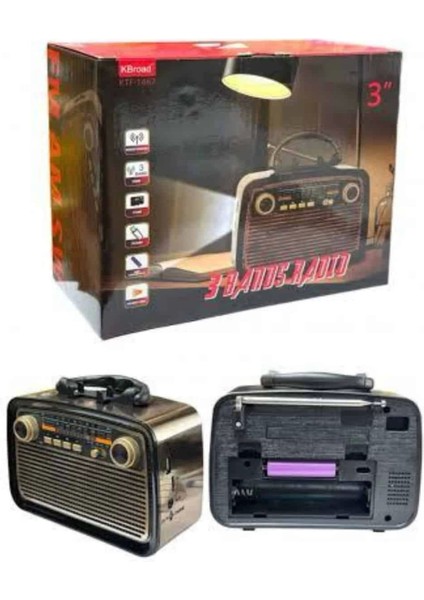 Müzik Kutusu Bluetooth Bağlantılı El Fenerli Nostaljik Tasarım Radyo