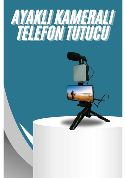 Video Making Kit Telefon Tutucu Vlog Video Mini LED Işıklı