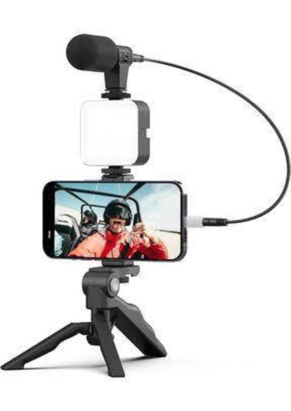 Video Making Kit Telefon Tutucu Vlog Video Mini LED Işıklı