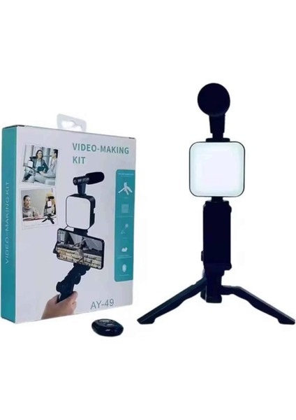 Video Making Kit Telefon Tutucu Vlog Video Mini LED Işıklı