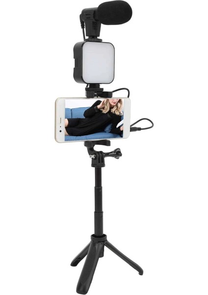 Video Making Kit Telefon Tutucu Vlog Video Mini LED Işıklı