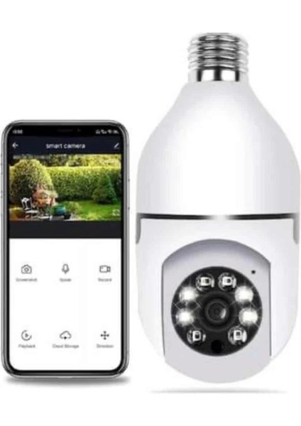 Akıllı Kamera Wifi Kamera Duylu Ampul Görünümlü 360 Derece Dönebilen Ev Kamerası
