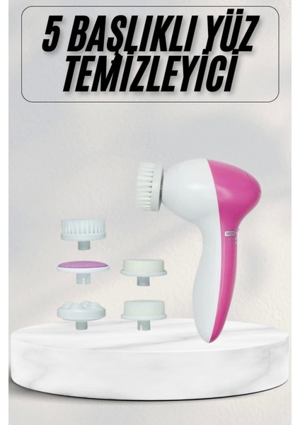 Cilt Temizleme ve Masaj Aleti 5 Başlıklı Akne ve