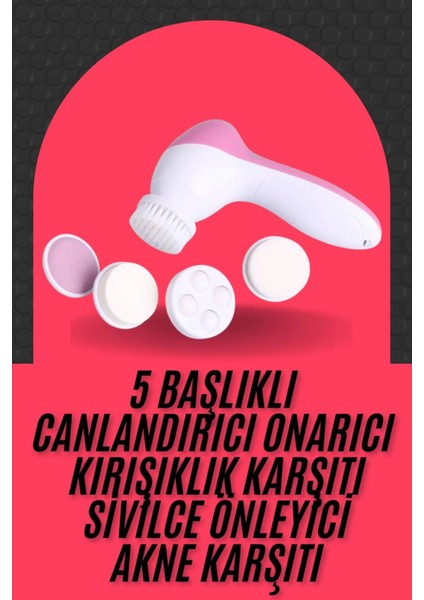 Cilt Temizleme ve Masaj Aleti 5 Başlıklı Akne ve