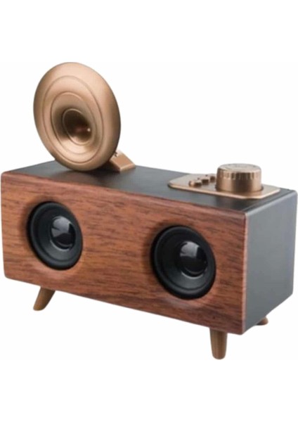 Bluetooth Nostalji Speaker Radyo Gramofon Ahşap Renk Vintage