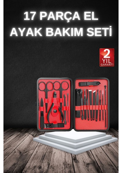17 Parça Manikür Seti Taşınabilir Özel Çantalı El ve Ayak Bakımı Tırnak Batığı Temizleme