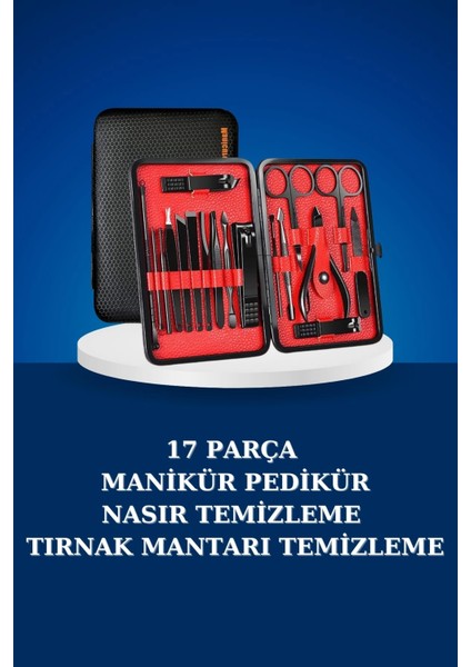 17 Parça Manikür Seti Taşınabilir Özel Çantalı El ve Ayak Bakımı Tırnak Batığı Temizleme