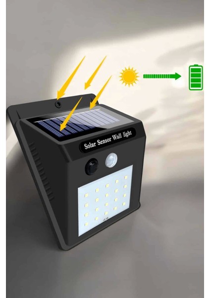 Güneş Enerjili Bahçe Lambası Solar Gece Aydınlatma Sensörlü Lamba