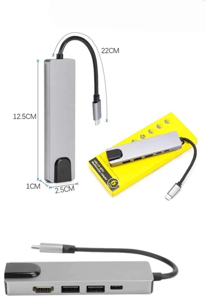 USB Type-C Hub Dönüştürücü Çevirici Çoklayıcı Macbook Çevirici 8 Portlu
