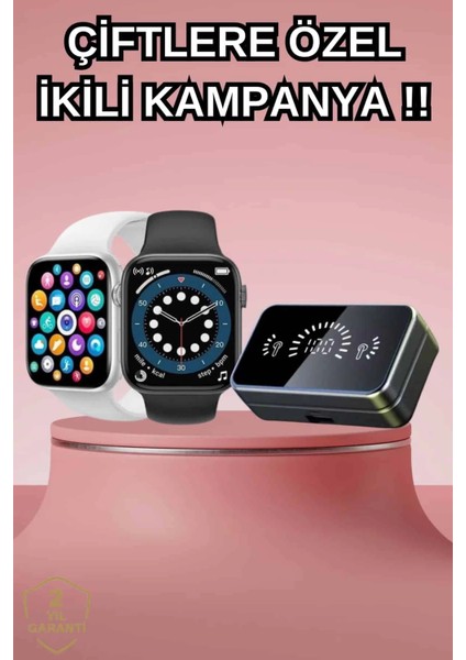 Powerbank Bluetooth Kulaklık ve Yeni Model Akıllı Saat Seti Anc Özelliği Dokunamatik