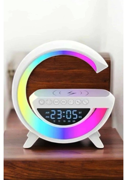 Bluetooth Hoparlör 15W Kablosuz Hızlı Şarj LED Gece Lambası