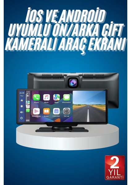 4K Ultra Araç Içi Ön ve Arka Kameralı Ekran Hd 2 Kameralı Torpido Üstü Araç Multimedya