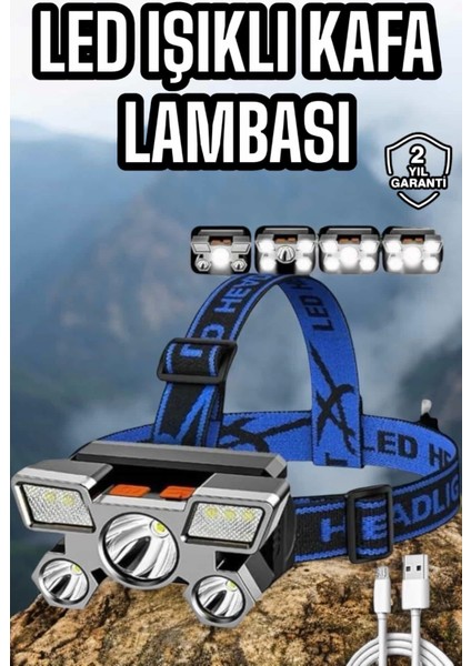 Balıkçı Kafa Lambası LED Işık 4 Farklı Mod Esnek ve Ayarlanabilir